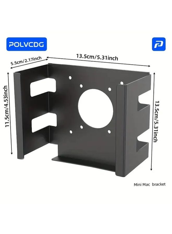 Black Under Desk Wall Mounted Metal Case Stand For Mac Mini M4 Computer Enclosure - Image 2